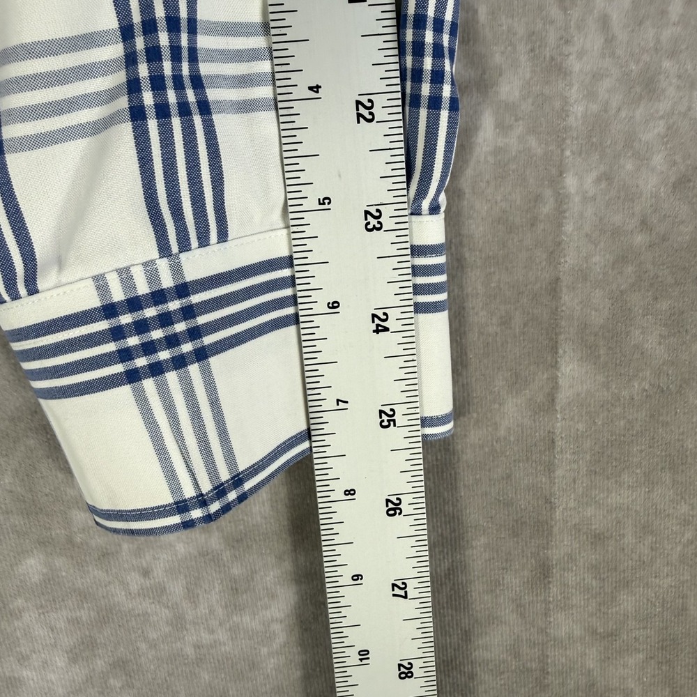 Brooks Brothers Regent Shirt Men XL Blue White Plaid Non Iron Cotton Button Down - Picture 8 of 10